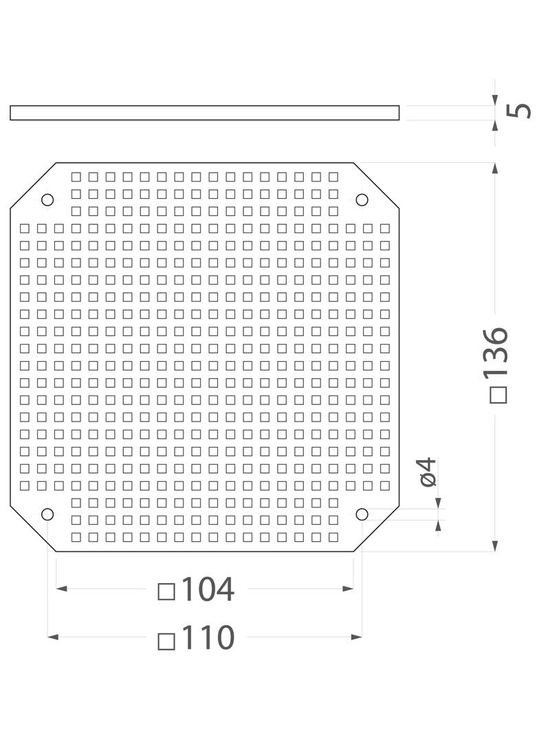 Płyta Montażowa PM160, perforowana, do puszki Ppt-EH160-PPt-EH161, kolor: szary 33.160 OPATÓWEK