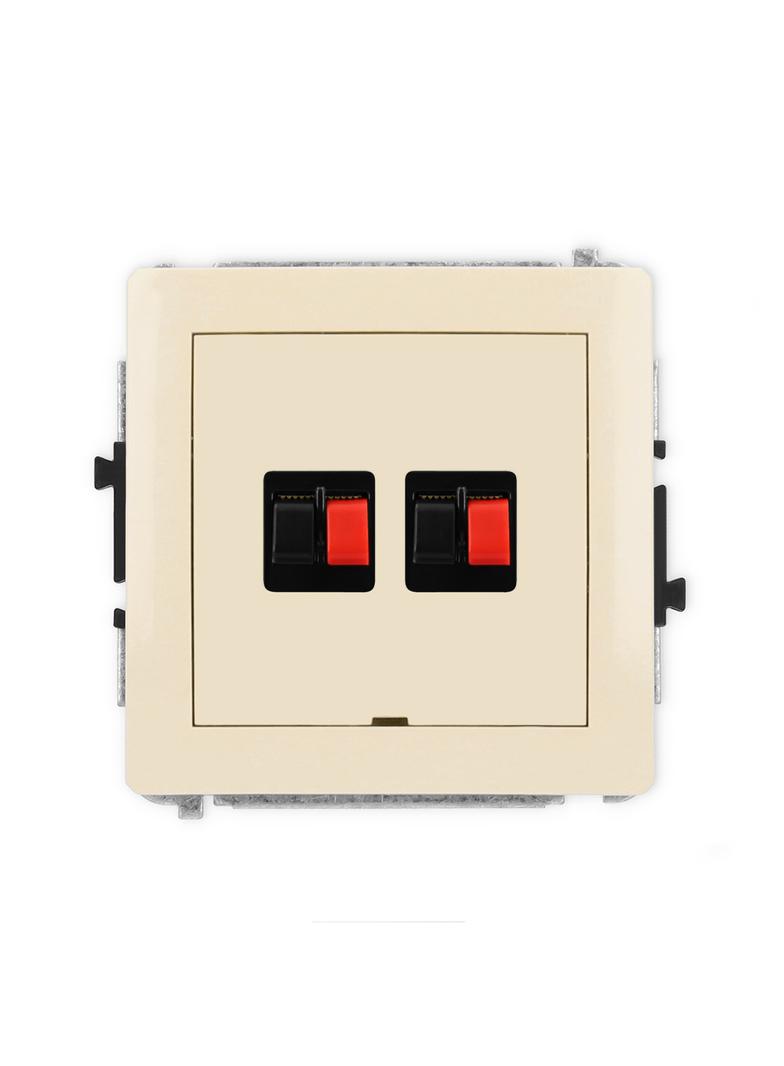 DECO Mechanizm gniazda głośnikowego podwójnego, bez pola opisowego beżowy