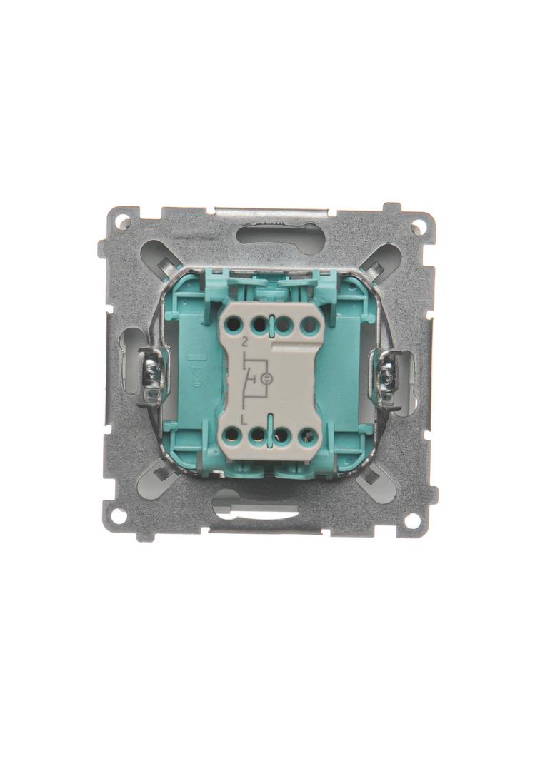 Simon Basic Przycisk dzwonek z podświetleniem LED 10A 250V szybkozłączka srebrny mat BMD1L.01/43 KONTAKT