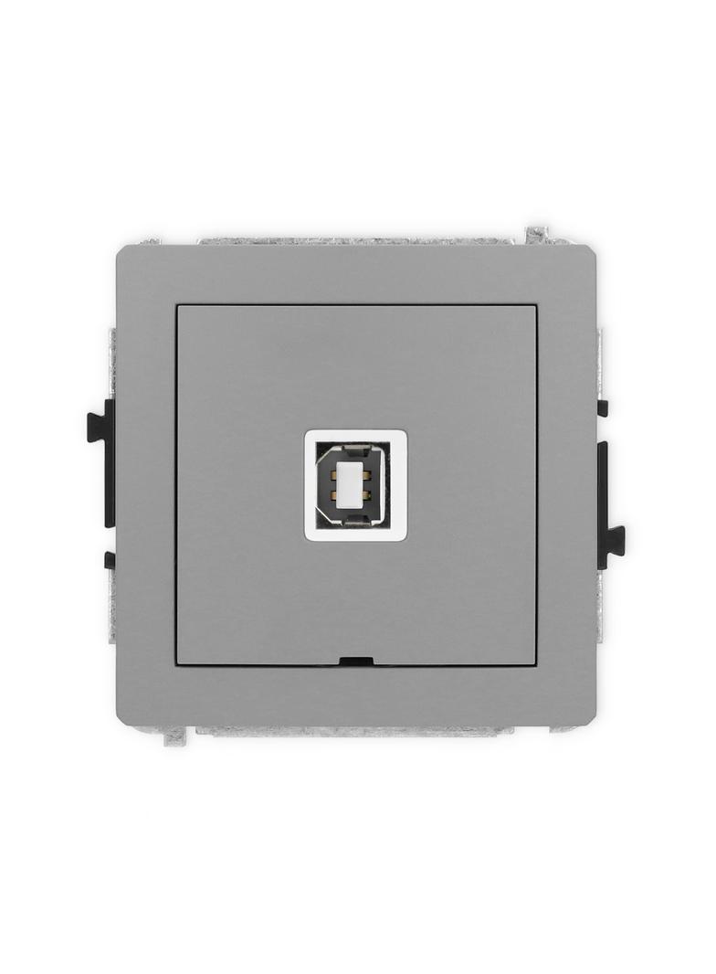 DECO Mechanizm gniazda pojedynczego USB A-B 2.0, bez pola opisowego szary mat