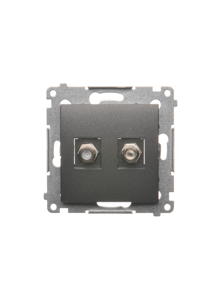 Simon 54 Gniazdo antenowe typu F podwójne antracyt