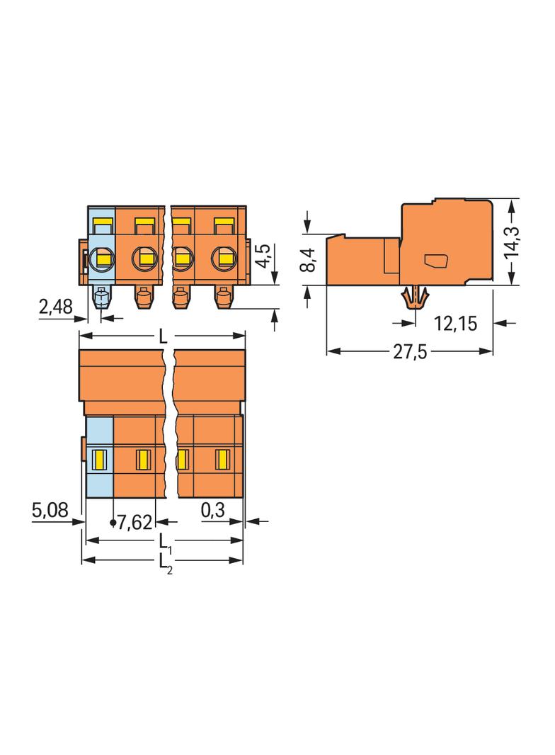 MCS-MIDI Classic wtyk 7-bieg. pomarańczowy raster 7,62 mm /50szt./ WAGO
