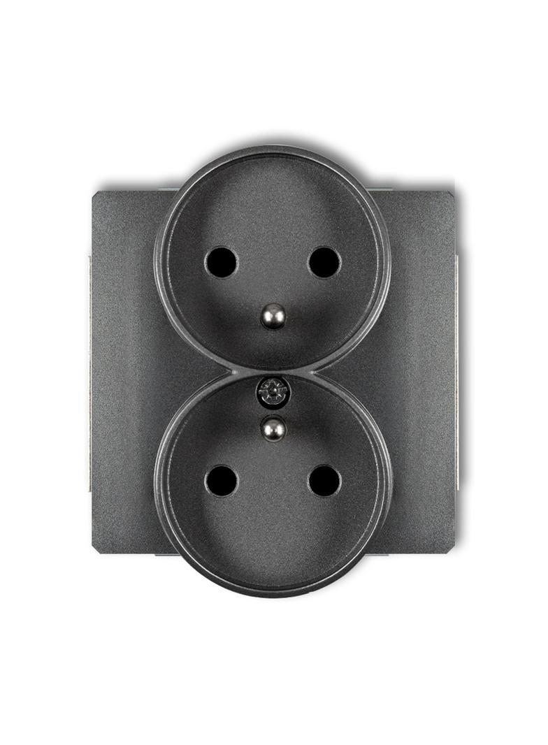 DECO Mechanizm gniazda podwójnego do ramki DECO Soft z uziemieniem 2x(2P+Z) (przesłony torów prądowy