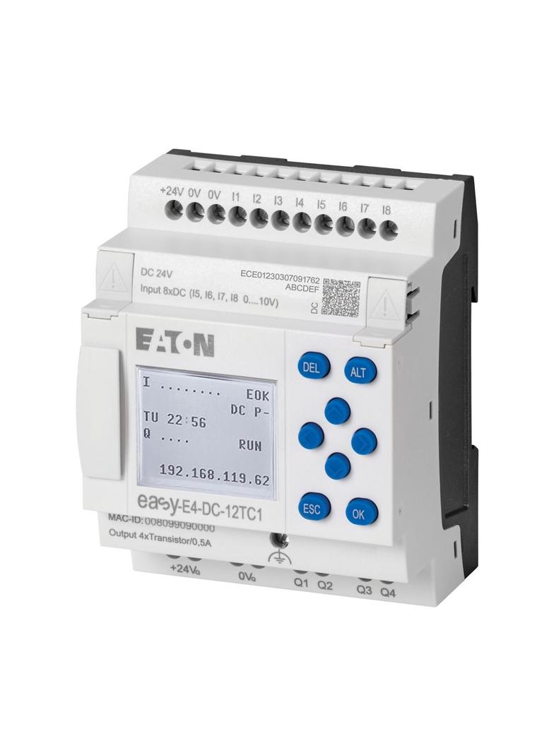 EASY-E4-DC-12TC1P easyE4 Push-in 24VDC 8DI(4AI) 4DO-T z wyświetlaczem 197506 EATON