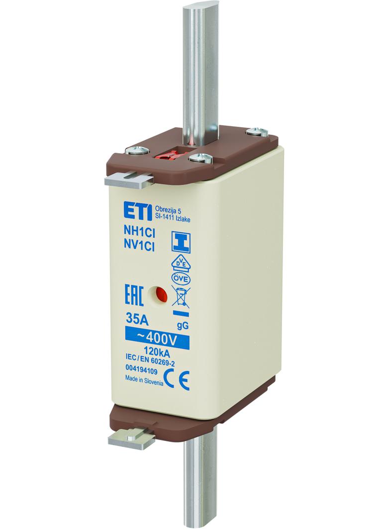 Wkładka topikowa NH zwłoczna KOMBI Zaczepy izolowane NH1C/I gG 35A 400V 004194109 ETI