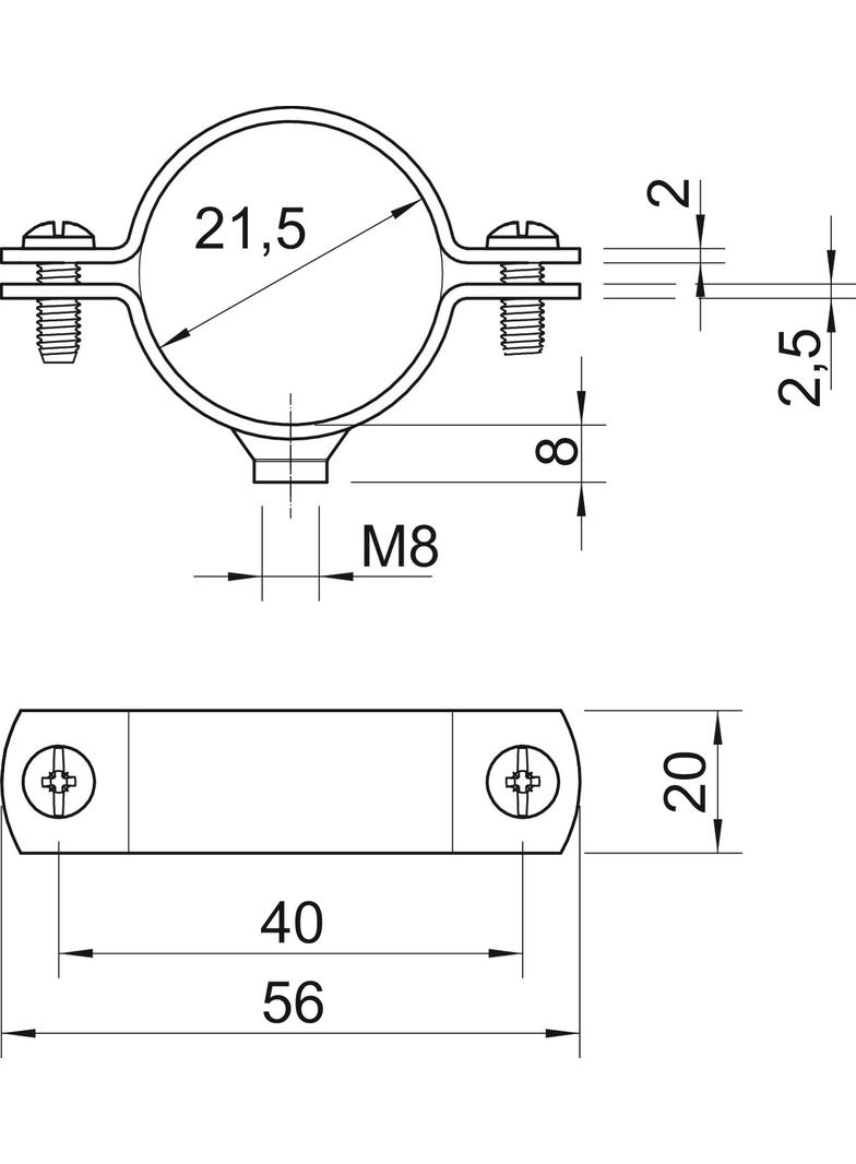 2900/W, ŚRUB.OBEJMY DYSTANS.1/2" M8 O
