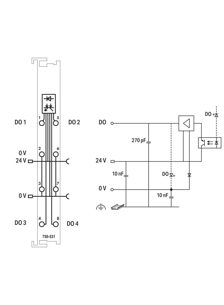 moduł 4DO 24V DC 0,5A podłaczanie 2-przewodowe