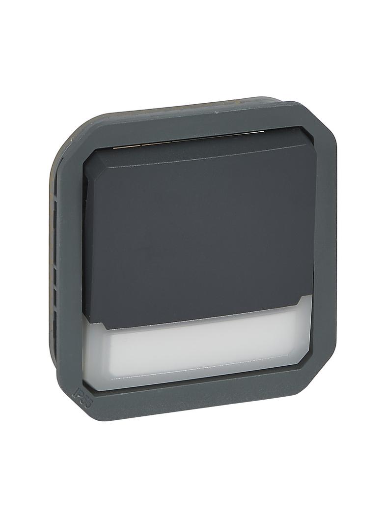 NOWE PLEXO - PRZY. NO/NC PODŚWI. Z UCHWYT ETY. MECHANIZM. 10A- 250V~ ANTRACYT