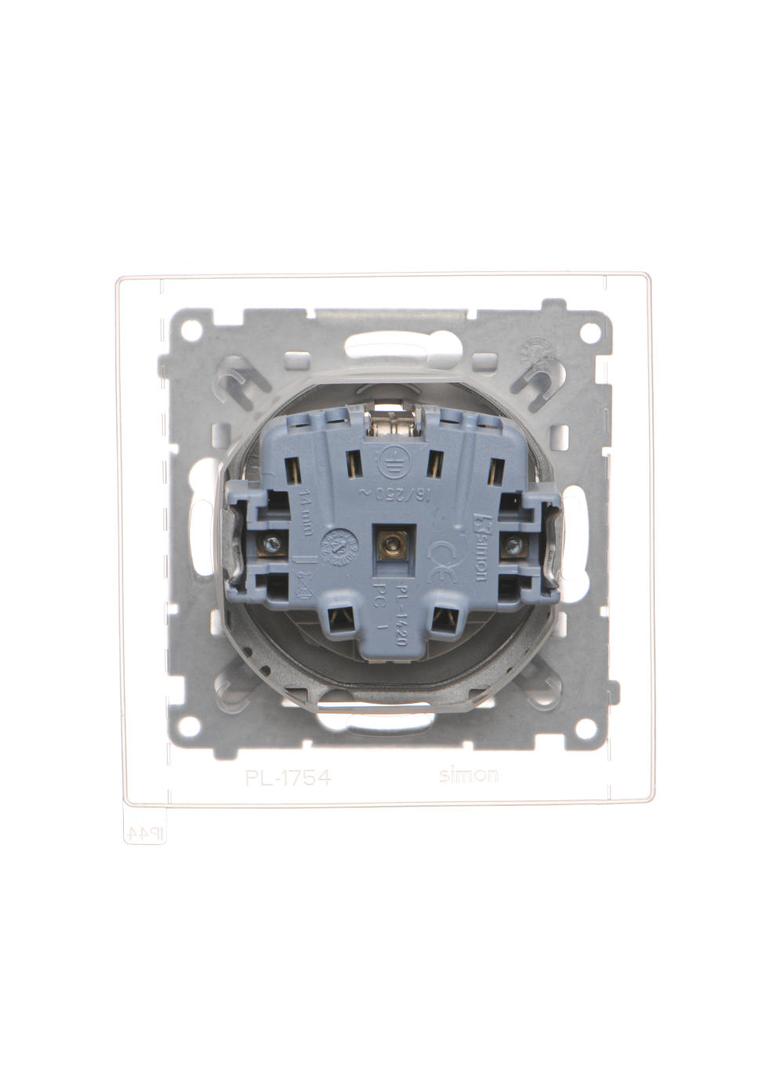Simon 55 Gniazdo Schuko do wersji IP44 z przesłonami z uszczelką ramki szybkozłączka Klapka transparentna Aluminium mat TGSZ1BCZ.01/143A KONTAKT