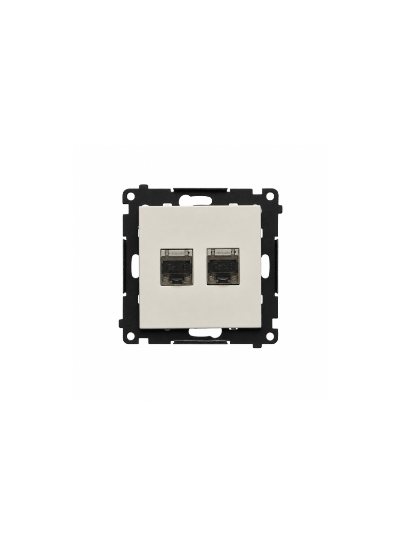 Simon 55 Gniazdo komputerowe podwójne RJ45 kat. 6 ekranowane z przesłoną przeciwkurzową kaszmirowy T62E.01/142
