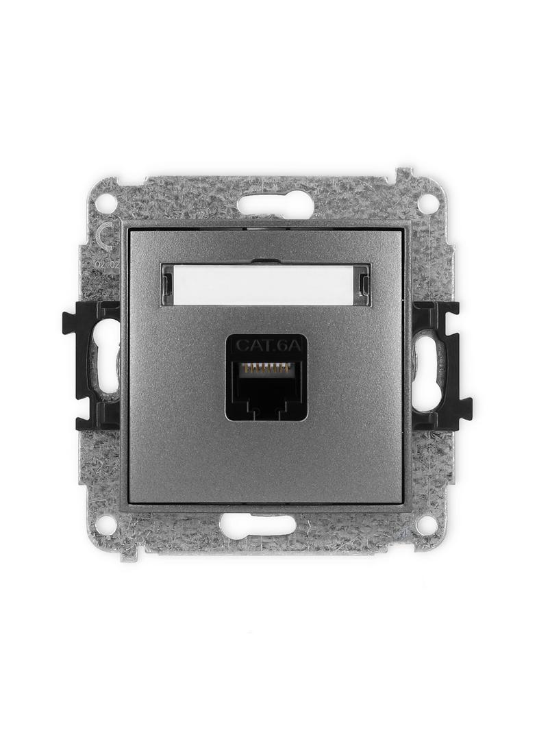 ICON Mechanizm gniazda komputerowego pojedynczego 1xRJ45, kat. 6A, 8-stykowy grafitowy