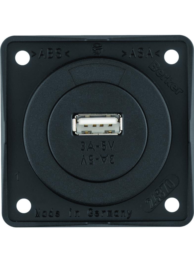 Integro Gniazdo USB ładowania pojedyncze, 12V, 3A; czarny mat, mechanizm czarny