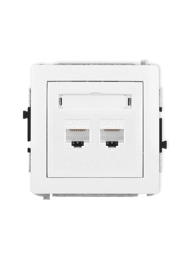 DECO Mechanizm gniazda komputerowego podwójnego 2xRJ45, kat. 6A, 8-stykowy biały