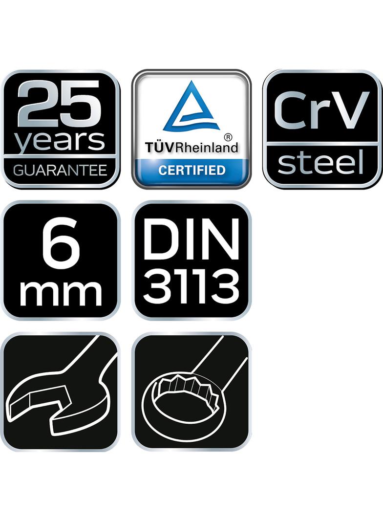 Klucz płasko-oczkowy 6 x 100 mm