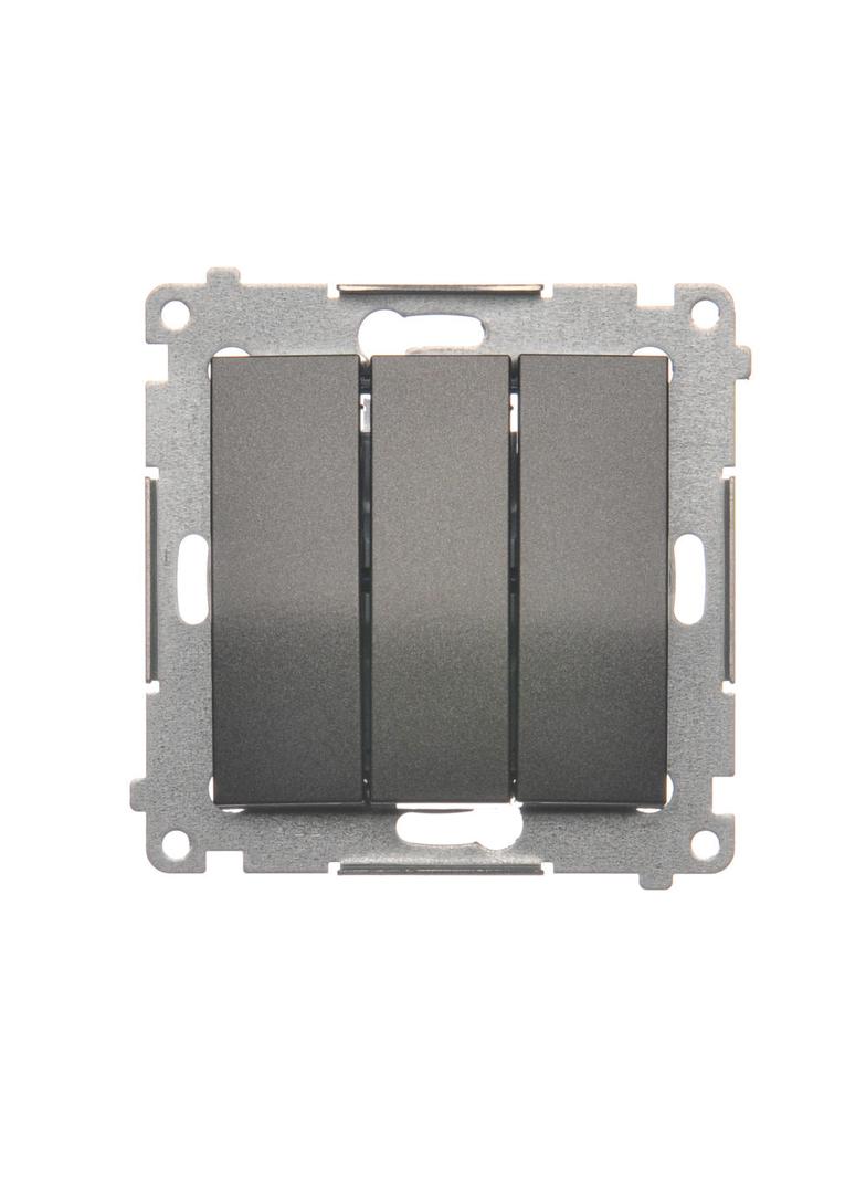 Simon 54 Przycisk potrójny z podświetleniem LED 10A 250V szybkozłączka antracyt DP31L.01/48 KONTAKT