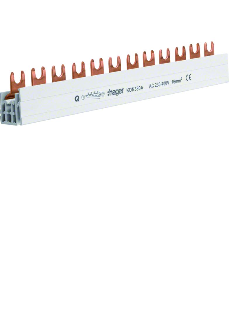 Szyna grzebieniowa widełkowa pozioma 3P 16mm2 12M KDN380A HAGER