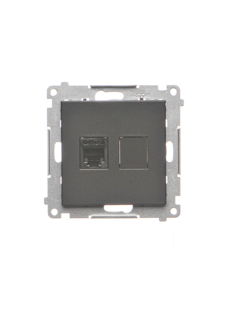 Simon 55 Gniazdo telefoniczne pojedyncze RJ12 Czarny mat