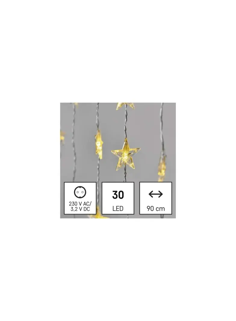 Dekoracje - 30 LED kurtyna migające gwiazdki 120x90 ciepła biel, IP44, timer