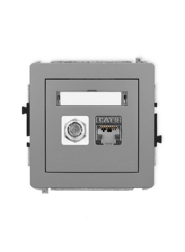 DECO Mechanizm gniazda antenowego poj. typu F (SAT) + gniazda komp. poj. 1xRJ45, kat. 6 ekranowany,