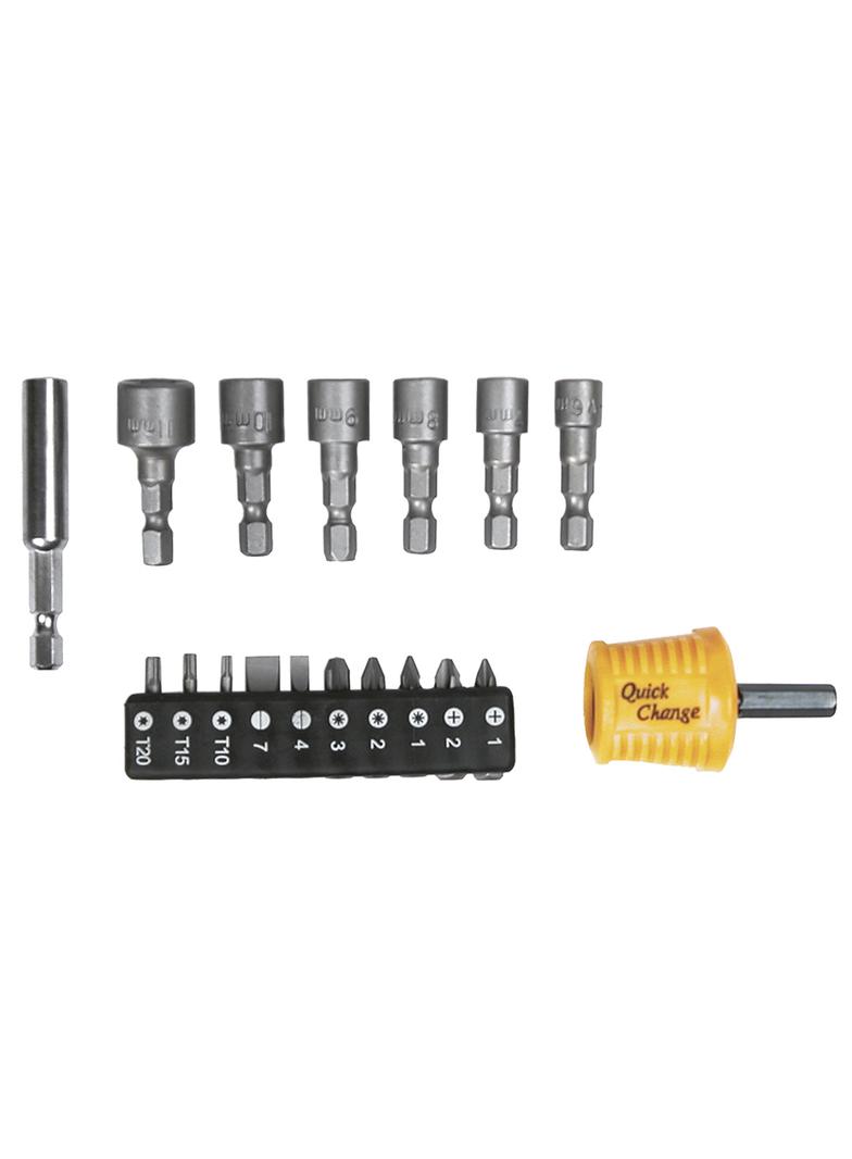 Końcówki wkrętakowe i nasadki z uchwytem, zestaw 18 szt.
