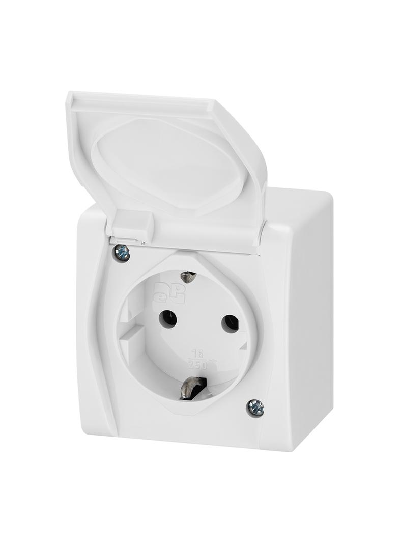 GNIAZ.2P+Z SCHUKO HERMES 2 KLAPKA BIAŁA