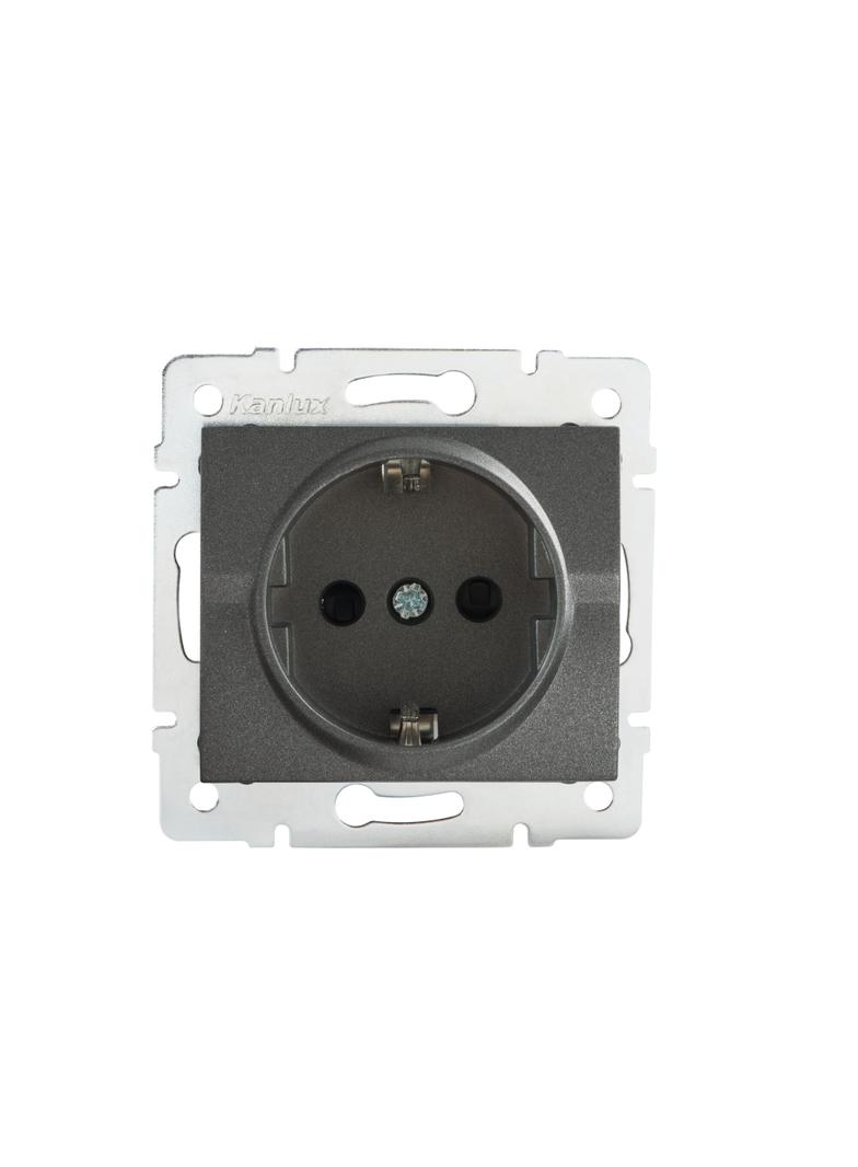 LOGI Gniazdo pojedyncze Schuko śrubowy Grafit 16A 250V 021220141 25263 KANLUX