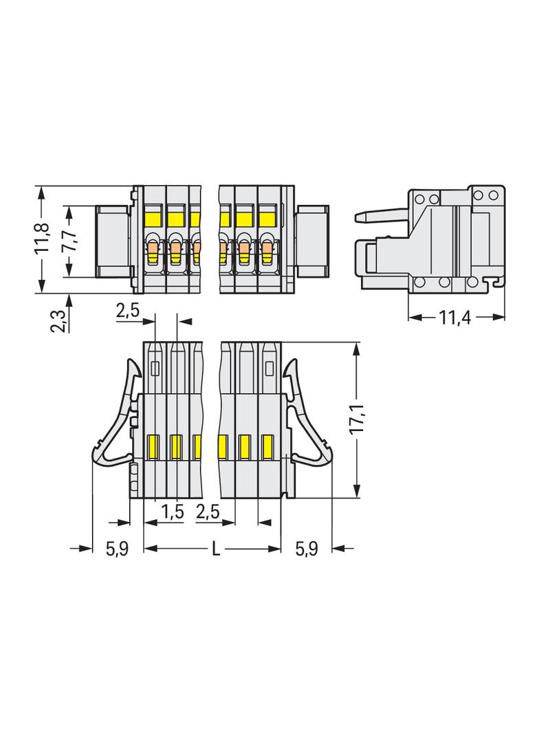 Gniazdo MCS‑MICRO 8‑biegunowe jasnoszare raster 2,5mm 733‑108/037‑000 /50szt./ WAGO