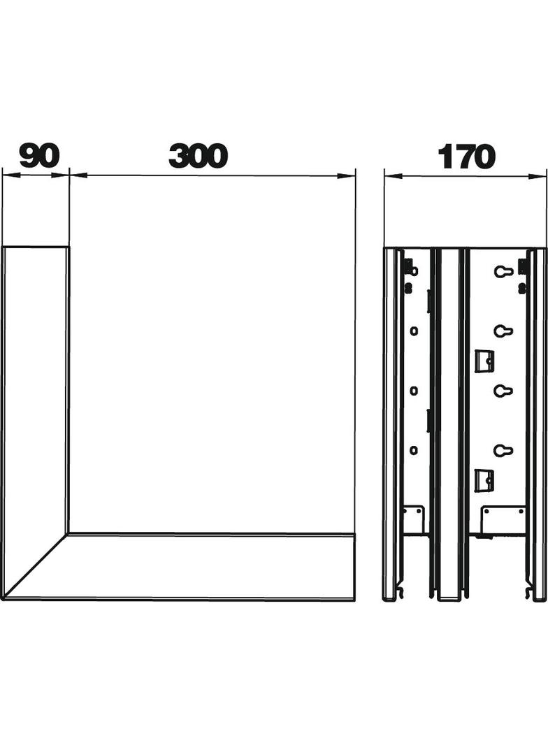 GS-DA90170RW, NAROŻE ZEWN. 90X170 CZ.B.