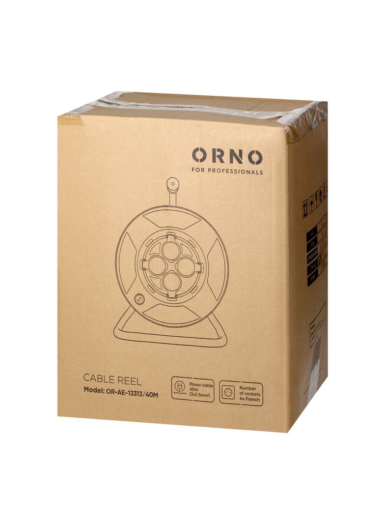 Przedłużacz bębnowy, 4 gniazda 2P+Z, kabel PVC H07RN-F 3x2,5mm2, długość 40m, termik, przesłony toró