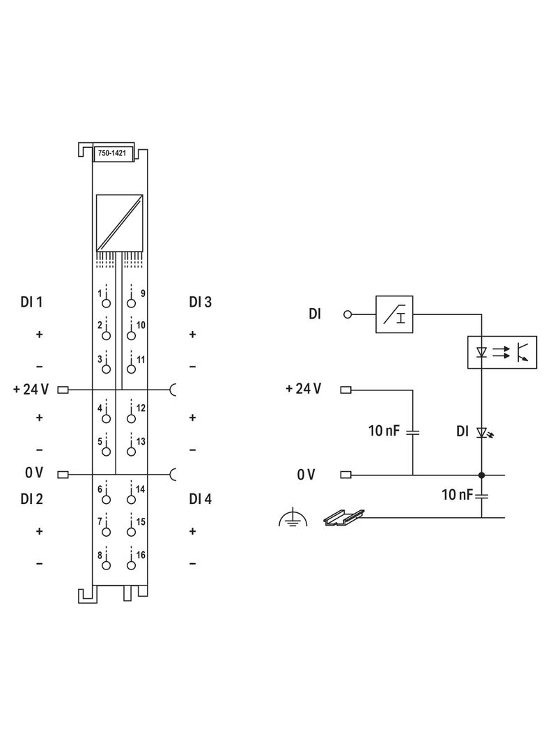 moduł 4DI 24V DC 0,2ms WAGO