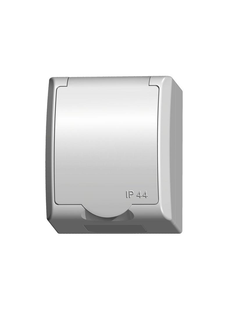 FALA Gniazdo pojedyncze z uziemieniem schuko z przesłonami torów prądowych wieczko w kolorze wyrobu