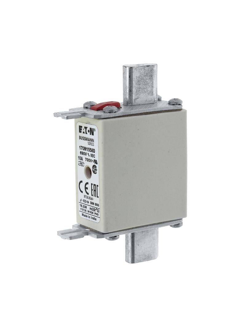 FUSE 10A 690V gR DIN 000 HSDNH Wkładka szybka 10A 690V gR DIN 000 podwójny wskaźnik 170M1558D EATON