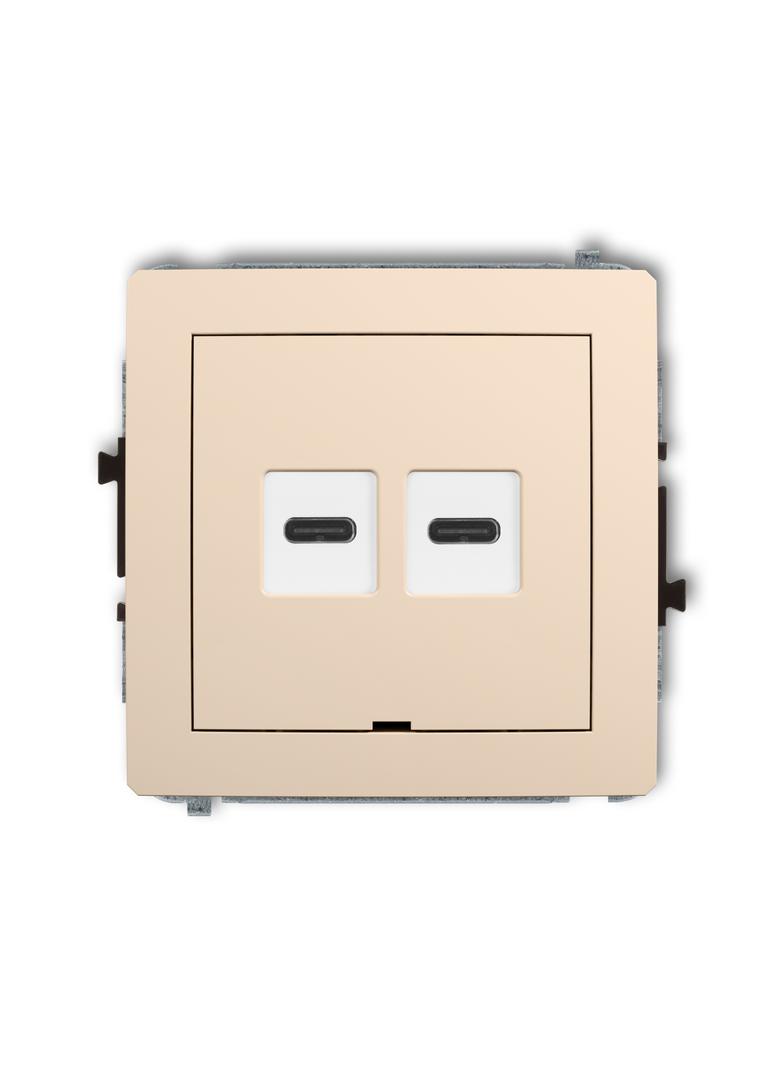 DECO Mechanizm ładowarki USB podwójnej 2xUSB C, 20W max., bez pola opisowego beżowy