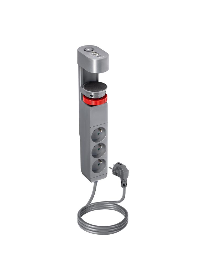 Przedłużacz biurkowy 3-krotny 2P+Z 2xUSB+1 typu C 1,5m PS-5/G/1,5M ORNO