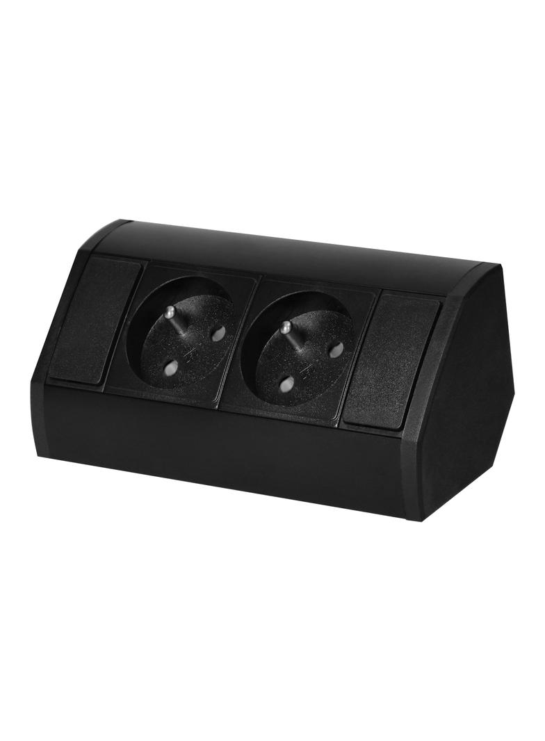 Gniazdo meblowe narożne z bolcem czarne kuchnia OR-GM-9005/B