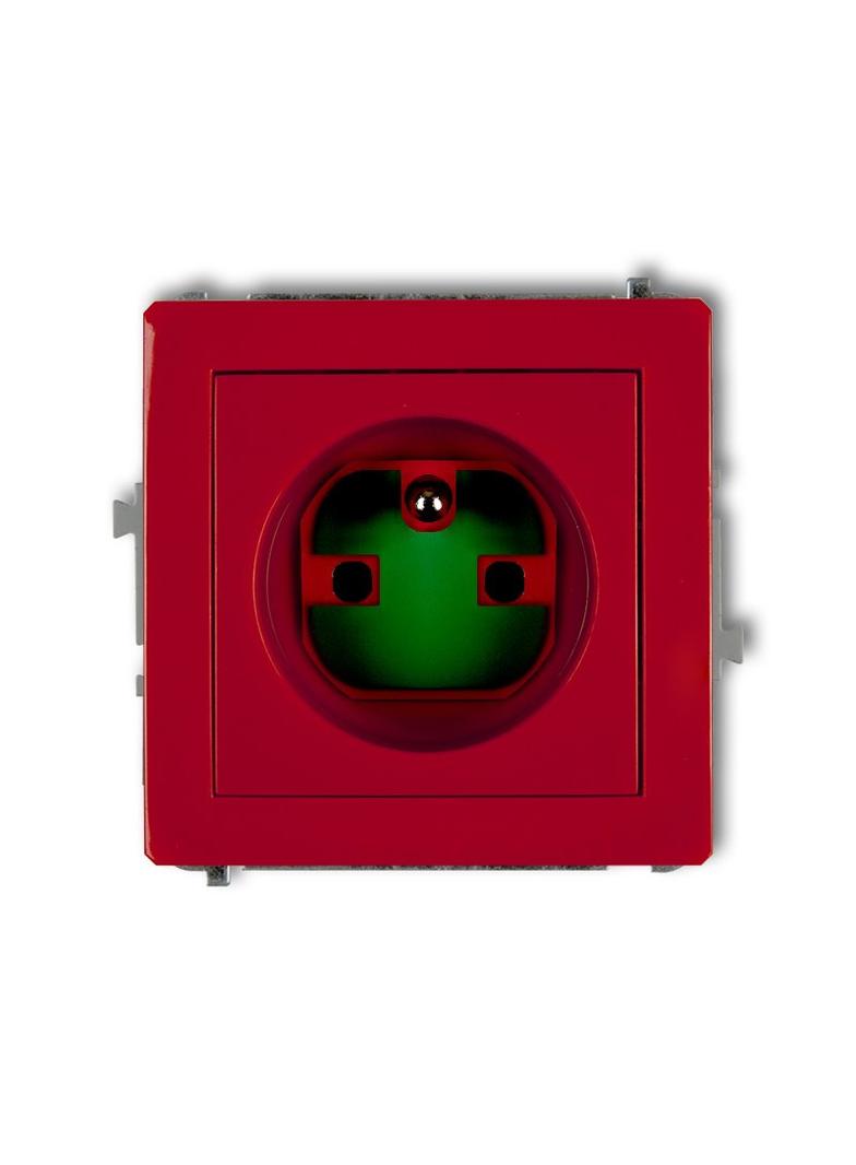 DECO Mechanizm gniazda pojedynczego z uziemieniem 2P+Z DATA z kluczem czerwony
