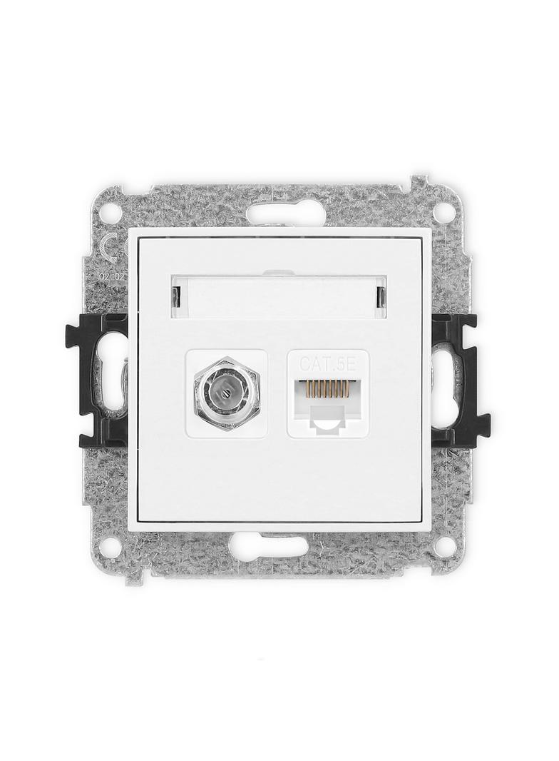 ICON Mechanizm gniazda antenowego poj. typu F (SAT) + gniazda komp. poj. 1xRJ45, kat. 5e, 8-stykowy