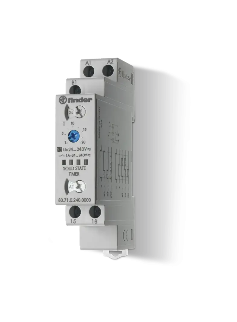 Przekaźnik czasowy wielofunkcyjny z wyjściem SSR 1 Z; 1A; 24…240VAC/DC; AI, DI, SW, BE, CE, DE