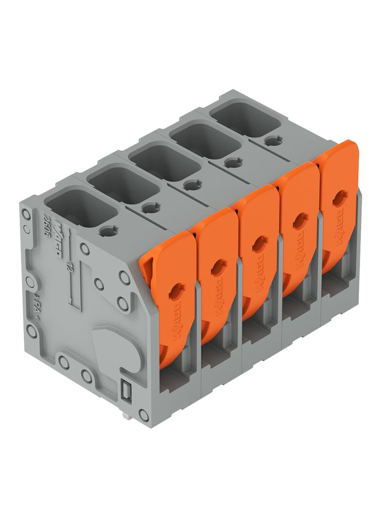 Złączka do płytek drukowanych dźwignia 6mm2 RM 7,5mm 5-bieg szara /50szt./ 2606-3105/020-000 WAGO