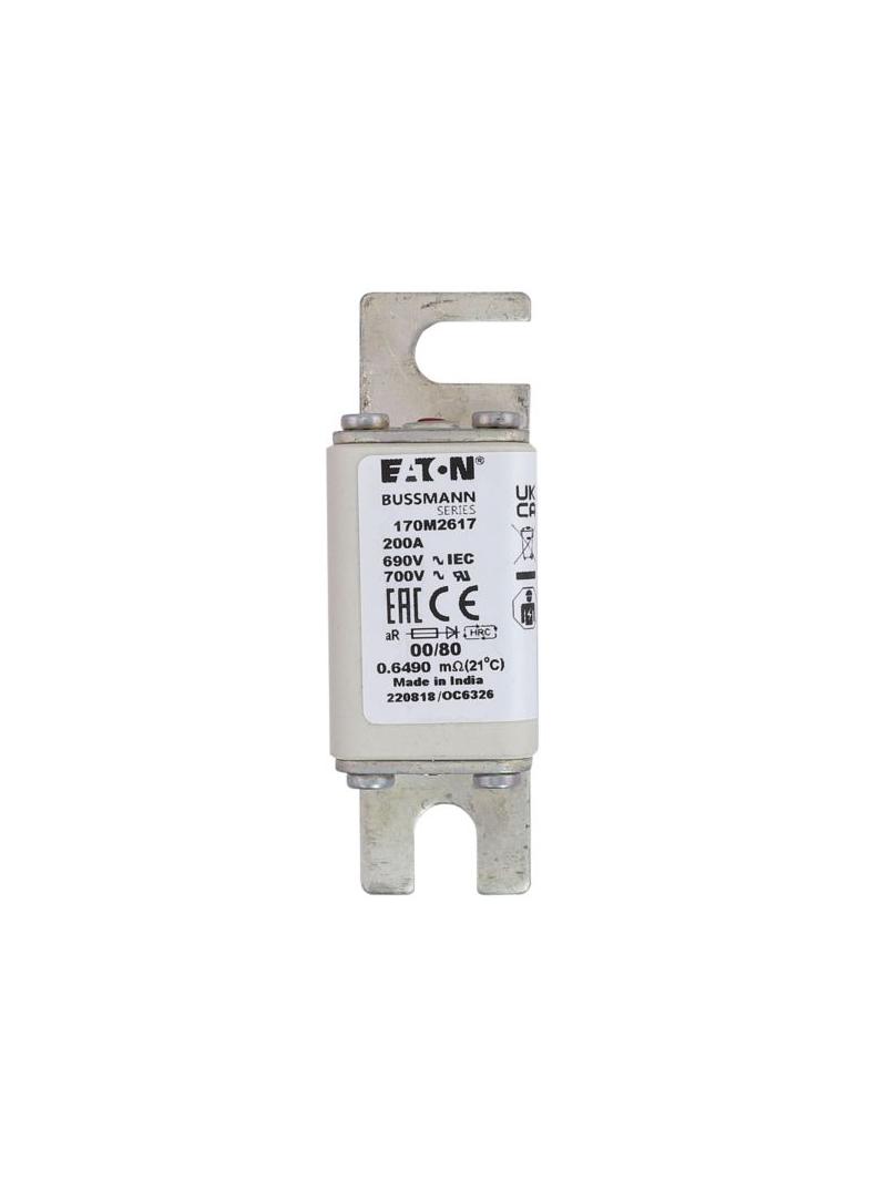 200A 690V aR 00/80 SQ. BODY IND. FUSE Wkładka szybka 200A AC 690V DIN 00 30x51x100 mm aR, 170M2617 E