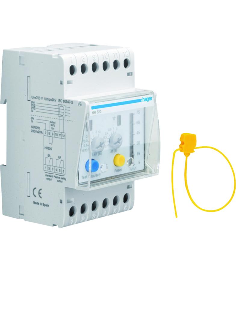 Przekaźnik różnicowo-prądowy 0,03-10A regulowana zwłoka 50% LED HR520 HAGER
