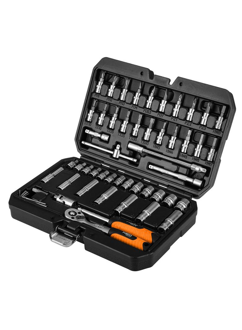 Zestaw kluczy 55 elementów 1/4", satynowy