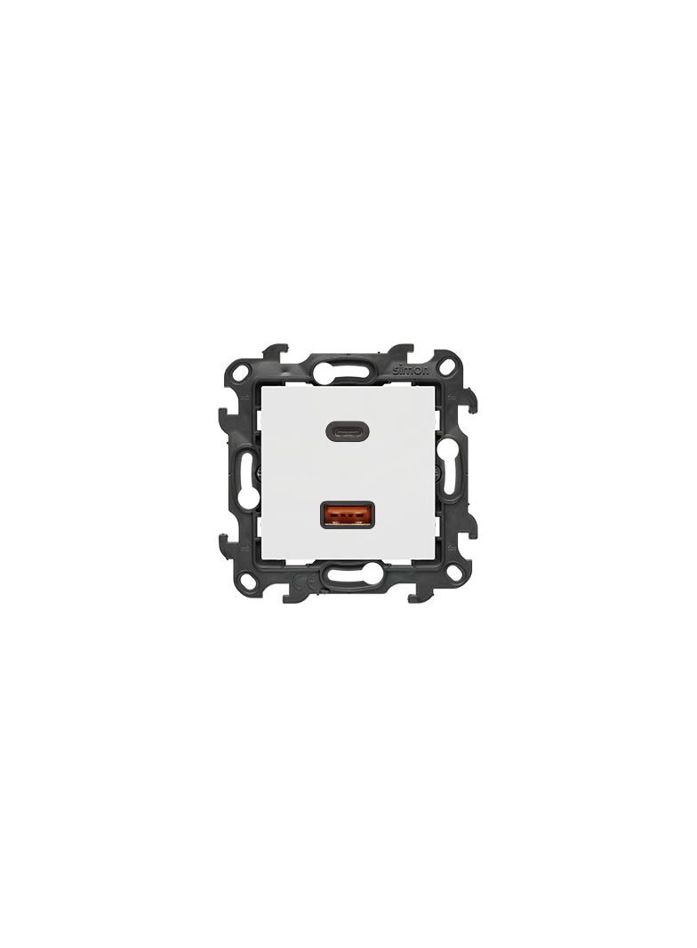 Simon 24 Ładowarka podwójna USB typ A+C Quick Charge 30W 230V biały NEC2CAQ.01/11
