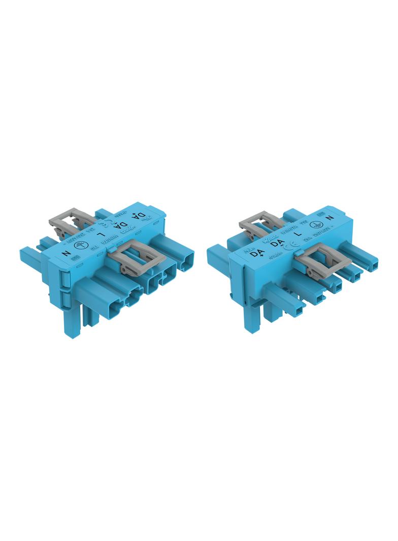 WINSTA rozgałęźnik typu T 5-torowy 1 x wtyk / 2 x gniazdo niebieski