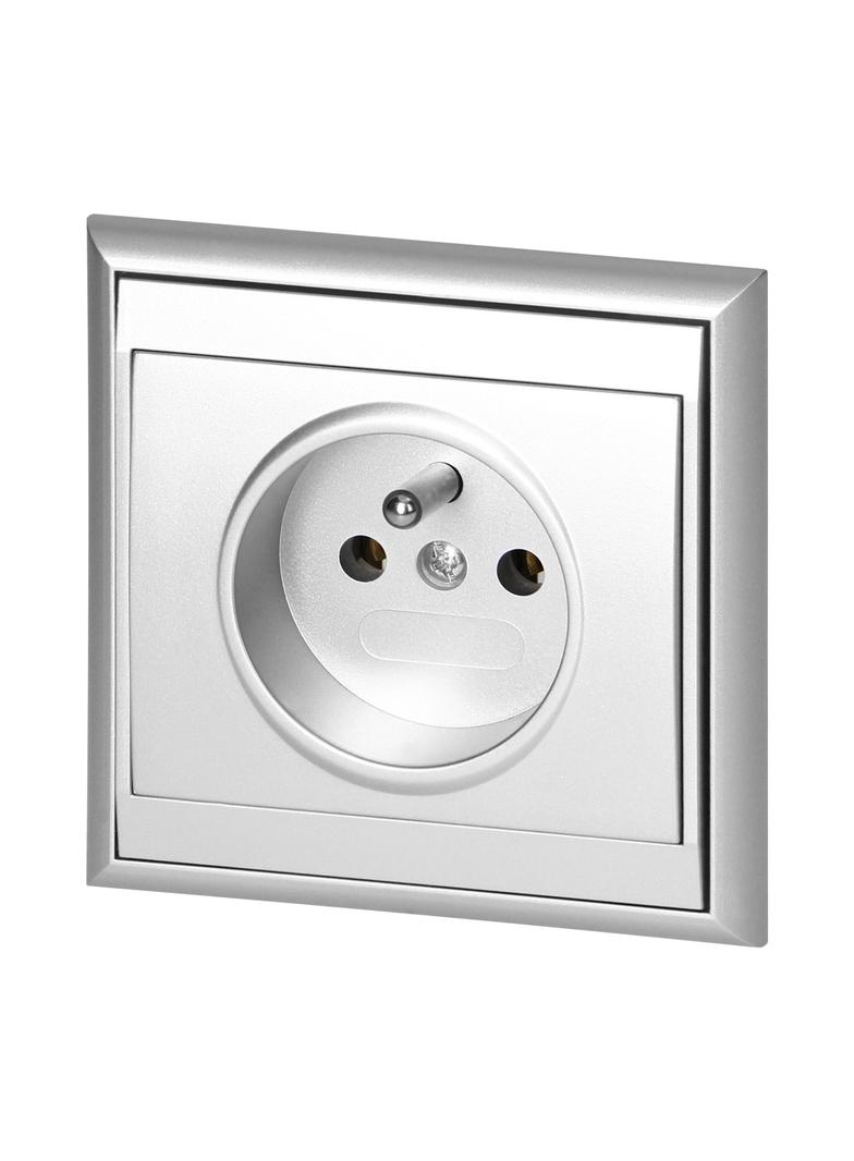 Gniazdo pojedyncze podtynkowe 2P+Z Luna, 16A, 250V, PT-16L, srebrny