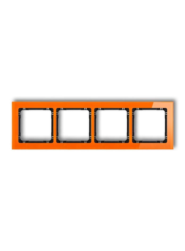 DECO Ramka uniwersalna poczwórna - efekt szkła (ramka: pomarańczowa; spód: czarny)