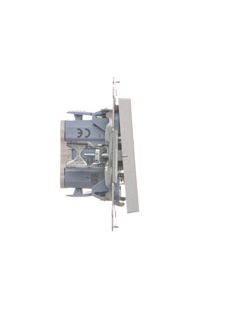 Simon 55 Przycisk zwierny pojedynczy rozwierny bez piktogramu szybkozłączka Aluminium mat TPR1.01/143 KONTAKT