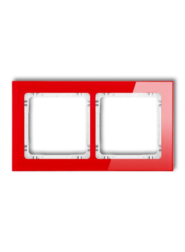 DECO Ramka uniwersalna podwójna - efekt szkła (ramka: czerwona; spód: biały)