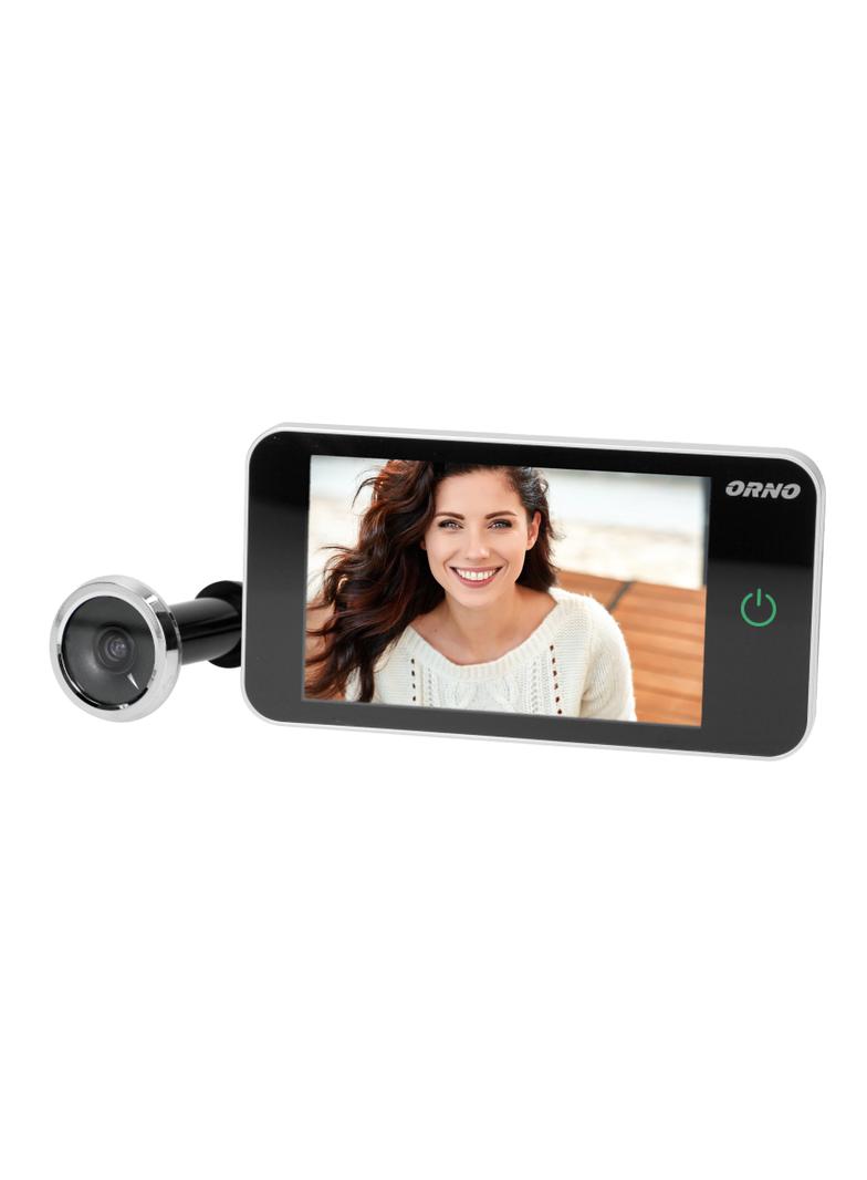 Elektroniczny wizjer do drzwi 4" szerokokątny obiektyw bateryjny srebrny OR-WIZ-1107 ORNO