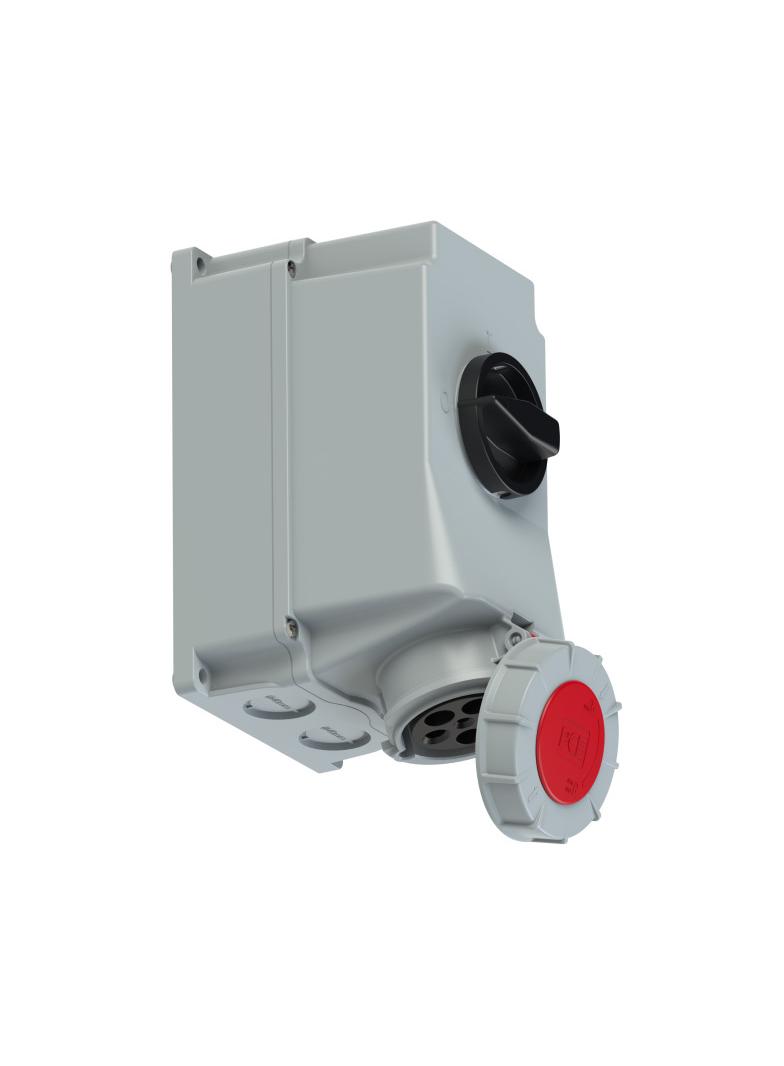 GNIAZDO Z WYŁĄCZNIKIEM 0-1 DUŻE BLOKADA MECHANICZNA 63A 400V 3P+Z+N IP67 IP67